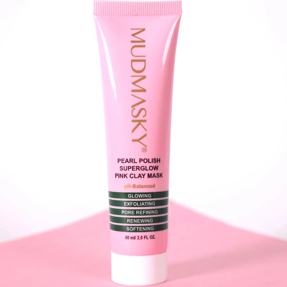 Mudmasky Pearl Polish Superglow Pink Clay Mask - 2 fl oz/60 ml - NWT